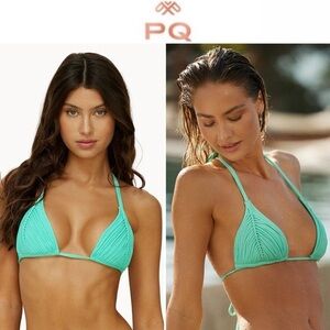 PQ Swim Seafoam Isla Tri Top Aqua Bikini Top sz M